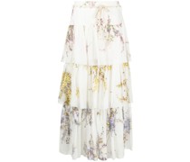 Gestufter Rock mit Blumen-Print