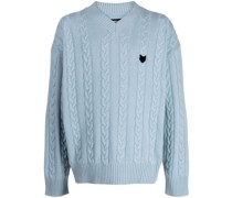 Panther Pullover mit Zopfmuster