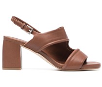 75mm mid-block heel leather sandals
