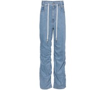 foil-print shirred jeans