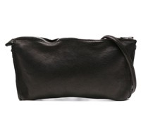 zipped leather messenger bag