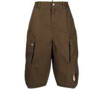 slogan-patch cotton cargo shorts