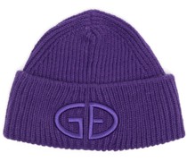 Gerippte Strickmütze mit Logo