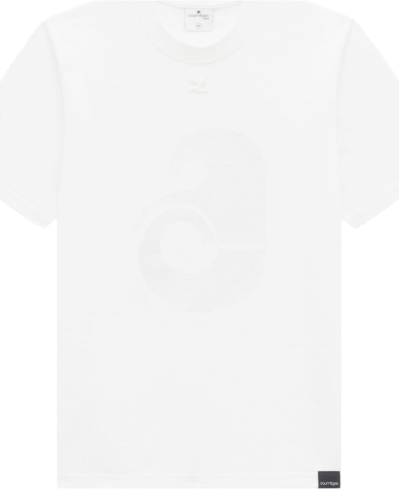 Courrèges Damen T-Shirt mit Logo-Patch