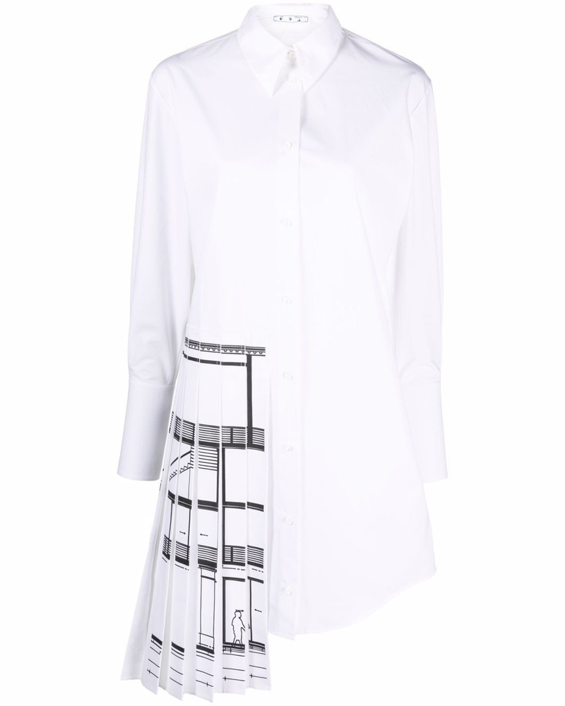 OFF-WHITE Damen Hemdkleid mit Faltendetail