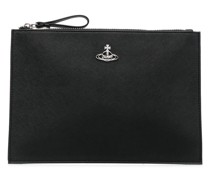 Strukturierte Clutch mit Logo