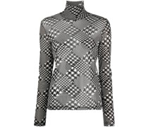 houndstooth-print turtleneck top