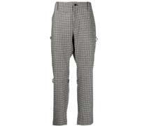 houndstooth rear-zip tapered trousers