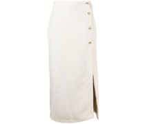 brushed-effect buttoned skirt