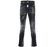 Straight-Leg-Jeans mit Knitteroptik