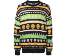 Intarsien-Pullover mit grafischem Print