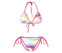 graphic-print towelling bikini