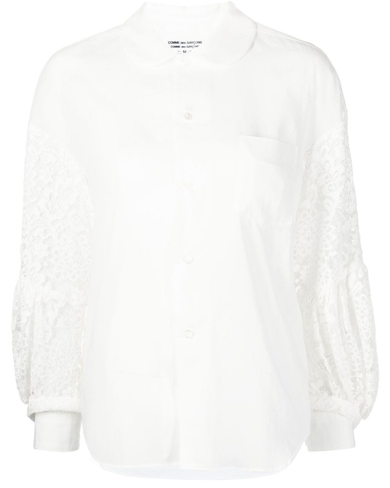 Comme des Garçons Damen Bluse mit Spitzenärmeln