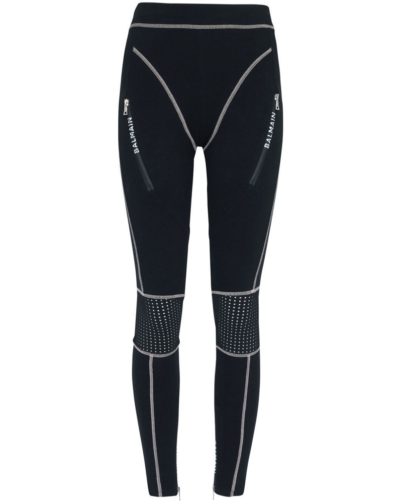 Balmain Damen Leggings mit Kontrastnähten