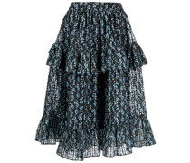 Gestufter Rock mit Blumen-Print