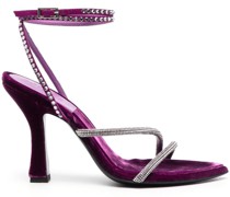 Sandalen in Samtoptik mit Kristallen