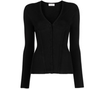 Gerippter Cardigan mit V-Ausschnitt