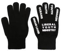 Gestrickte Handschuhe mit Logo-Print