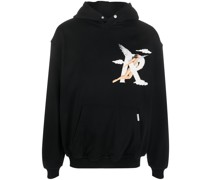 angel-print cotton hoodie