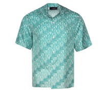 x Palm Springs logo-print silk shirt