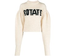 Cropped-Pullover mit Intarsien-Logo