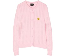smiley-face ribbed cardigan