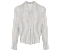 Tweed Pleats Jacke ohne Kragen