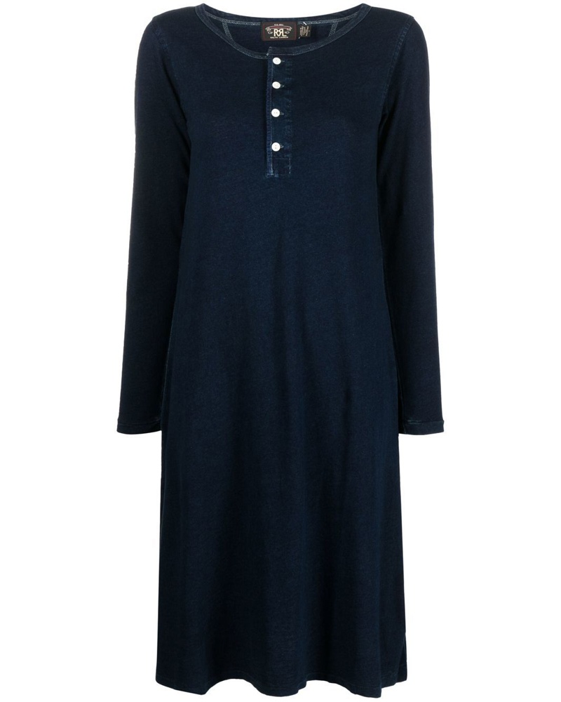 Ralph Lauren Damen Kleid mit Henley-Kragen