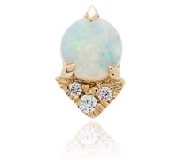 Gelbgoldohrring mit Opal und Diamanten
