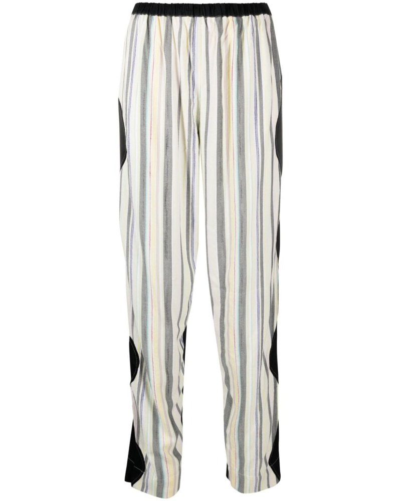 Ganni Damen Gestreifte Straight-Leg-Hose