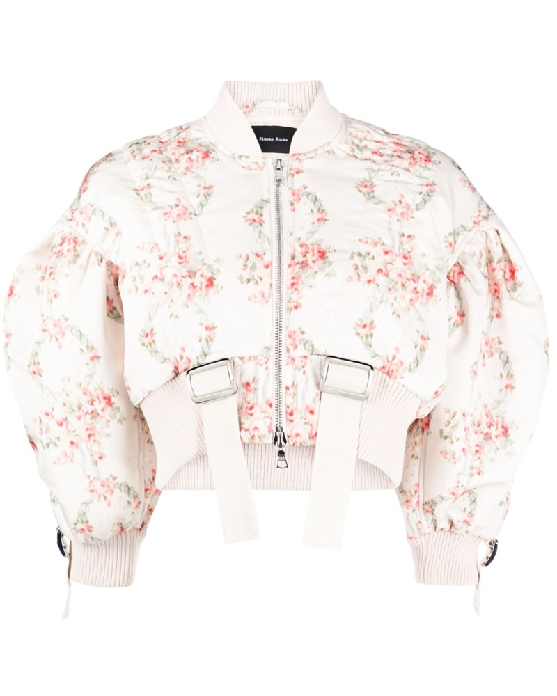 Simone Rocha Damen Steppjacke mit Blumen-Print