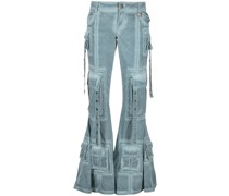 low-rise flared cargo trousers