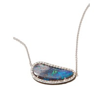 18kt Weißgoldhalskette mit Opal