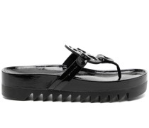 appliqué-logo leather flip-flops