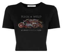 Cropped-T-Shirt mit Logo-Verzierung