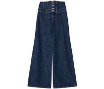 corset-waist wide-leg jeans