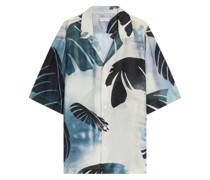 Palm-printed silk shirt
