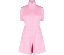 Pink Zip Fastening Short Sleeve Mini Dress