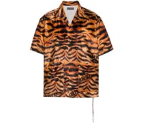 Hemd in Samtoptik mit Tiger-Print