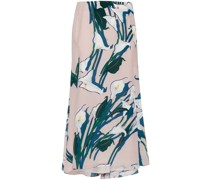 abstract-print silk midi skirt
