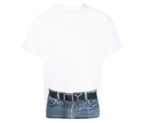 T-Shirt mit Trompe l'Oeil Belt-Print