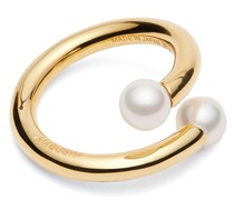 Kleiner Barbell Ring mit Perlen
