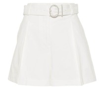 pleat-detail belted cotton shorts