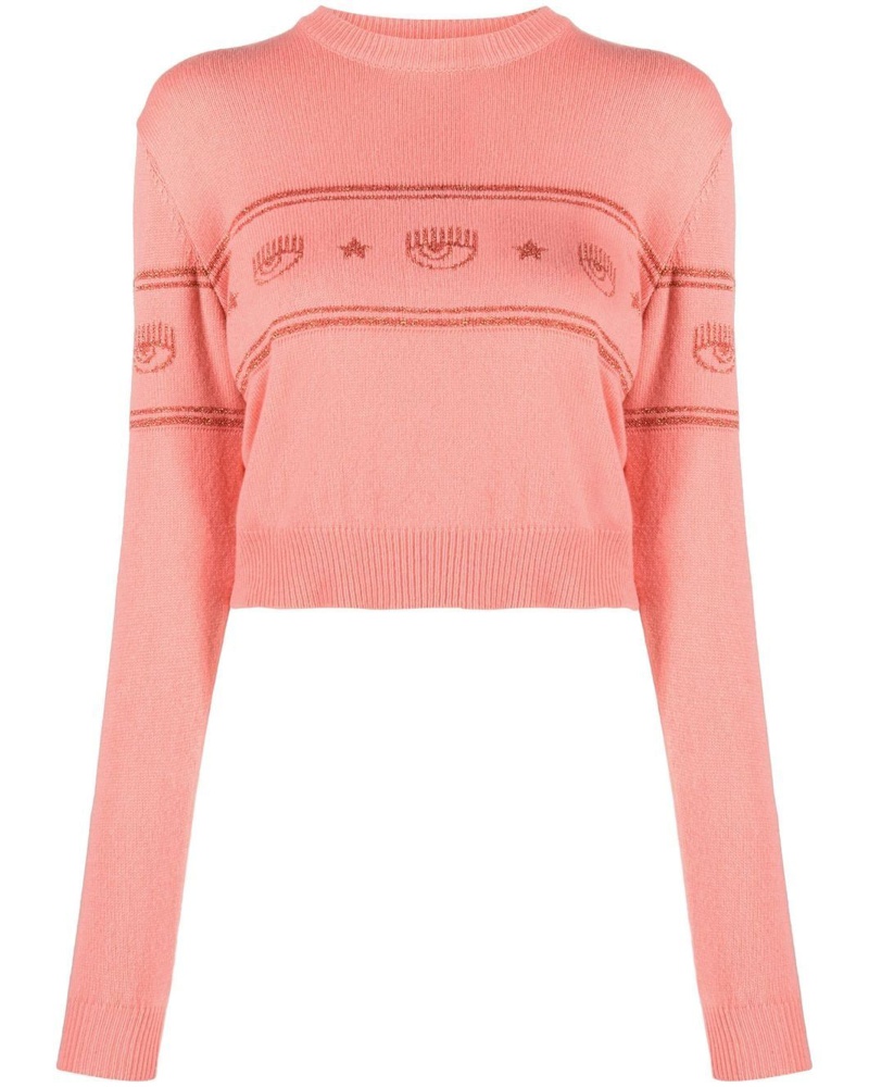 Chiara Ferragni Damen Intarsien-Pullover mit Logo
