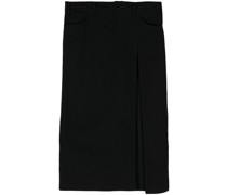 side-slit denim maxi skirt