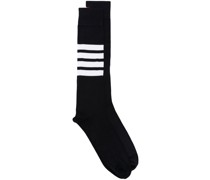 Over The Calf Socks With White 4-Bar Stripe In Lightweight Cotton