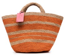logo-tag raffia tote bag