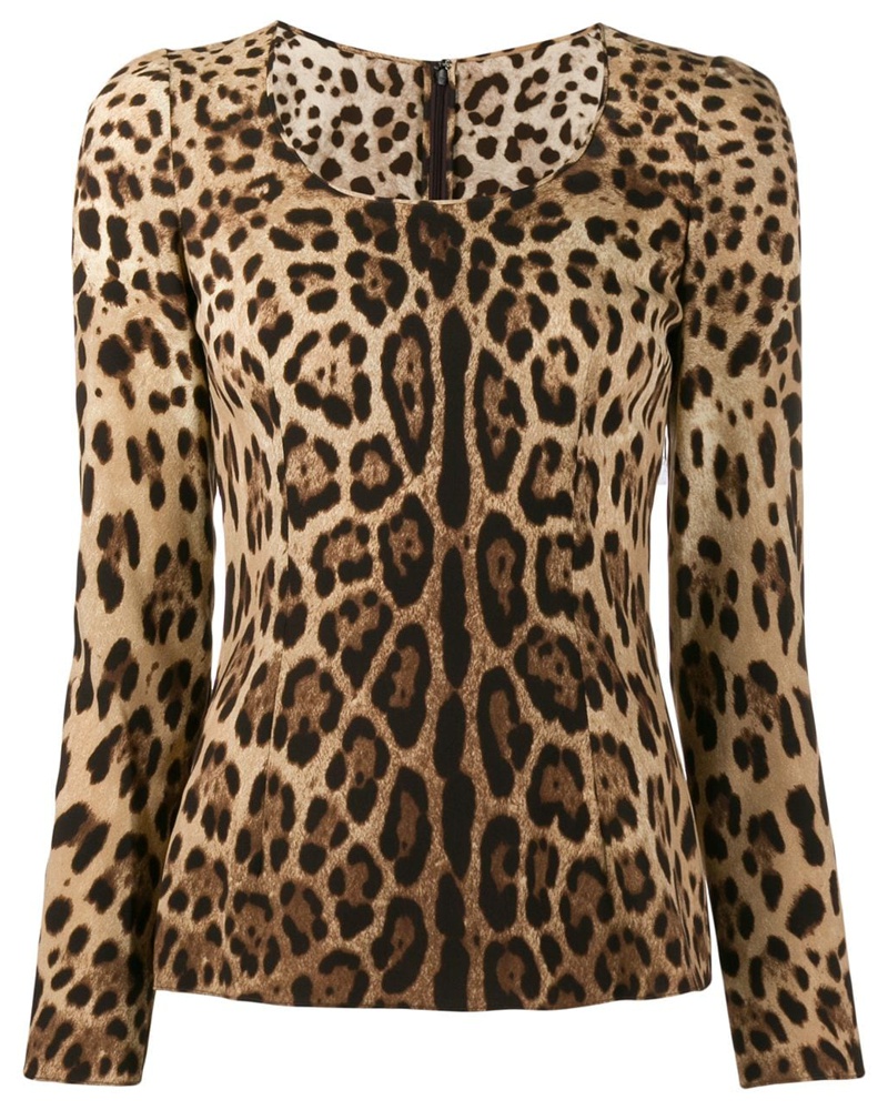 Dolce & Gabbana Damen Top mit Leoparden-Print