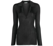 V-neck long-sleeve knitted top