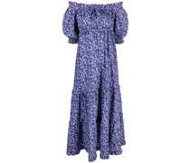 Schulterfreies Kleid mit Blumen-Print